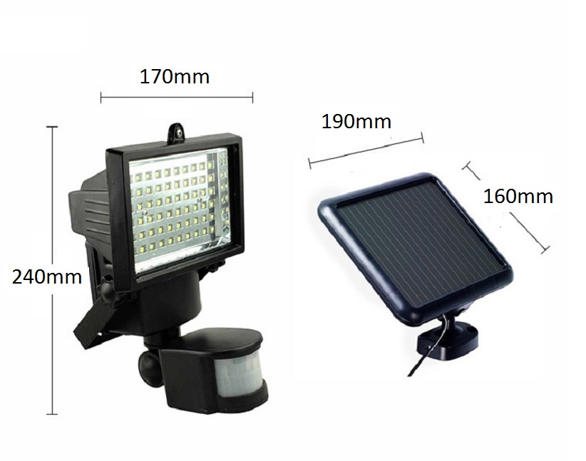 Solární reflektor 120x LED s PIR čídlem pohybu