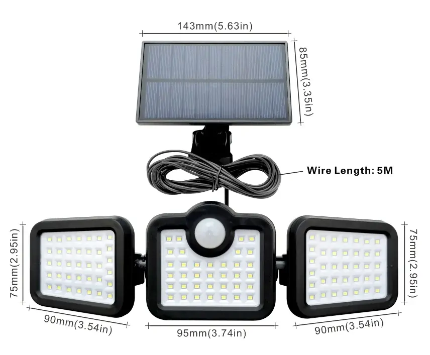 Solar 108 Zahradní světlo s pohybovým čidlem 108 LED