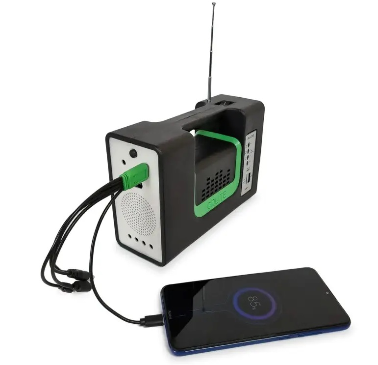 GD10S Solární přenosné osvětlení 3x LED žárovka powerbanka, radio, Bluetooth