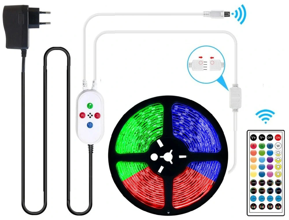 Light LED pásek Bluetooth music 5050 12LED/m IP20 14W RGB, 5metrů, komplet 