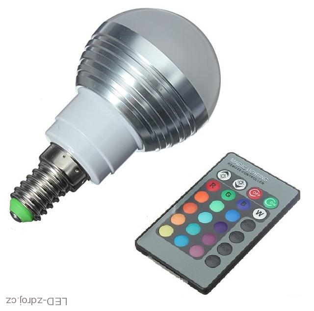 Multicolor LED Žárovka 3W kulatá E14