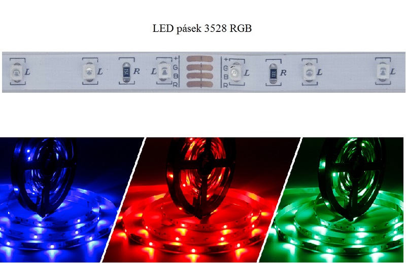Light LED pásek 3528 IP20 RGB, 2 metry, komplet