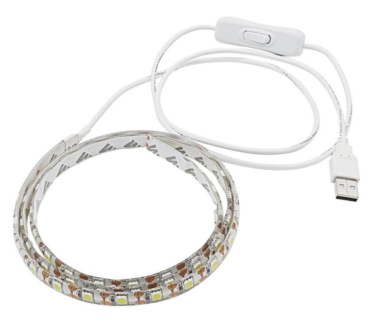 Light USB LED pásek 5050 60LED/m IP65 12W/m čistá bílá, 1m s vypínačem
