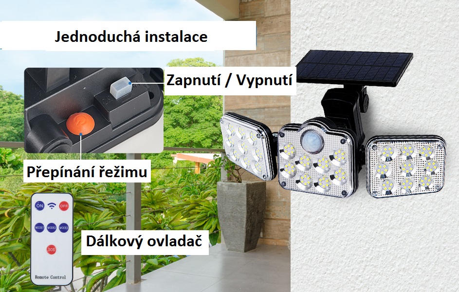 Solární osvětlení K138 s PIR čidlem pohybu 138 LED