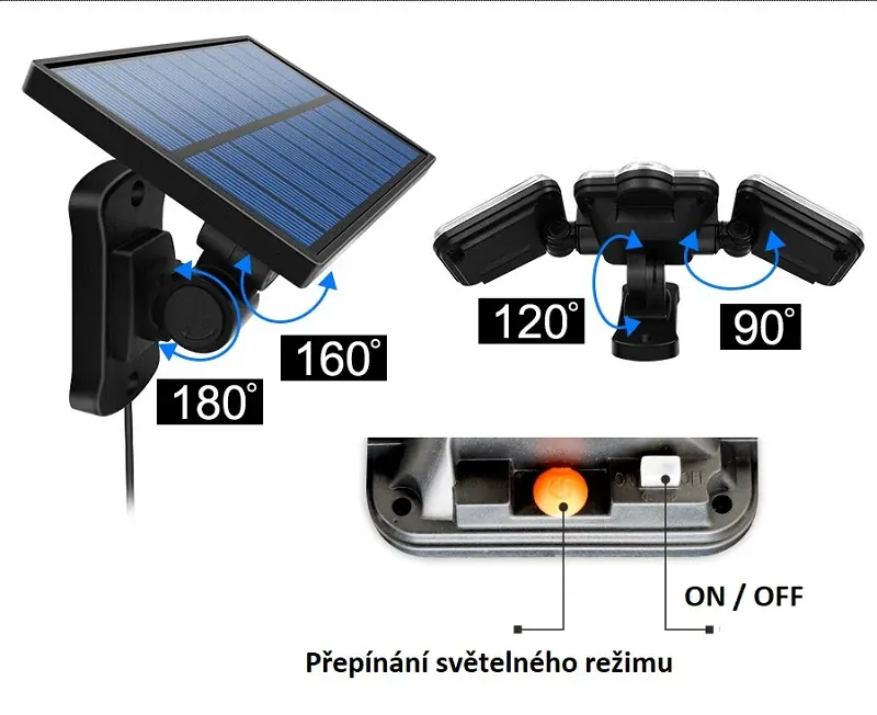 Solar 108 Zahradní světlo s pohybovým čidlem 108 LED
