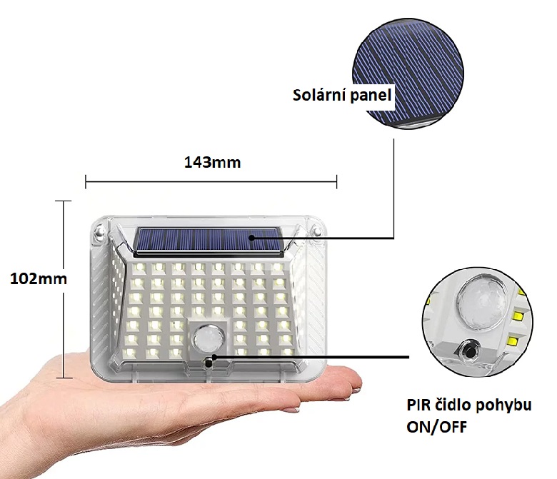 Solar 90 Zahradní světlo s pohybovým čidlem 90 LED