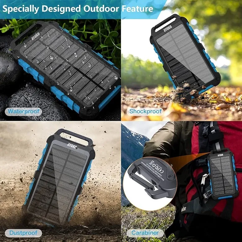 SolarPower N2-202 Solární nabíječka 20.000 mAh modrá, 10x LED