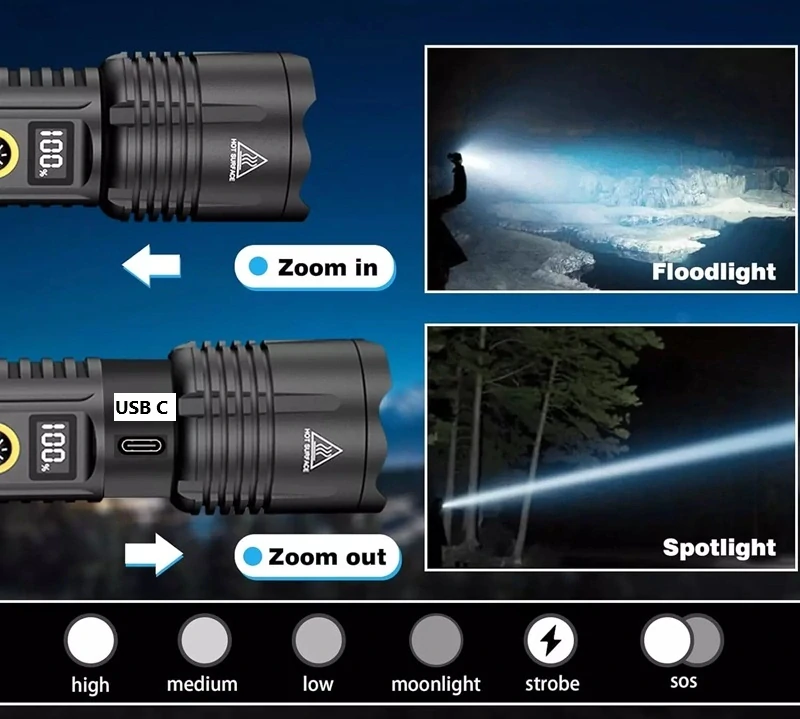 Nabíjecí LED svítilna USB-C