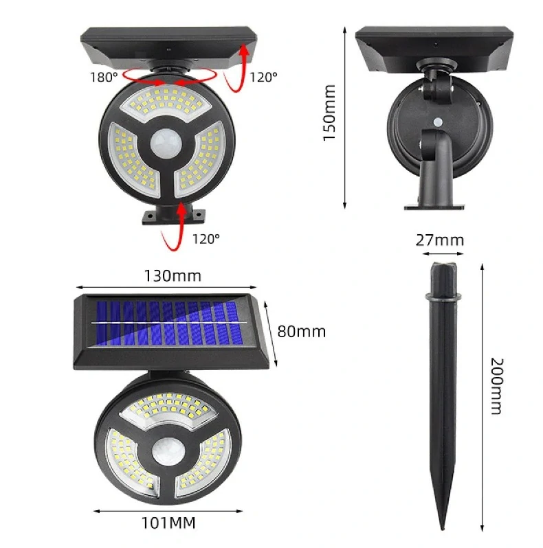 Solar 72 Zahradní světlo s pohybovým čidlem 726 LED