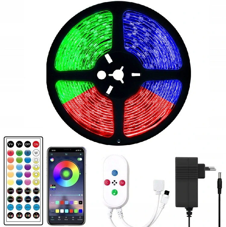 Light LED pásek Bluetooth music 5050 12LED/m IP20 14W RGB, 5metrů, komplet 