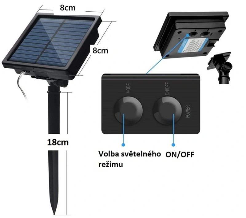 Light LED solární pásek SMD3528 IP44 teplá bílá, 3 metry