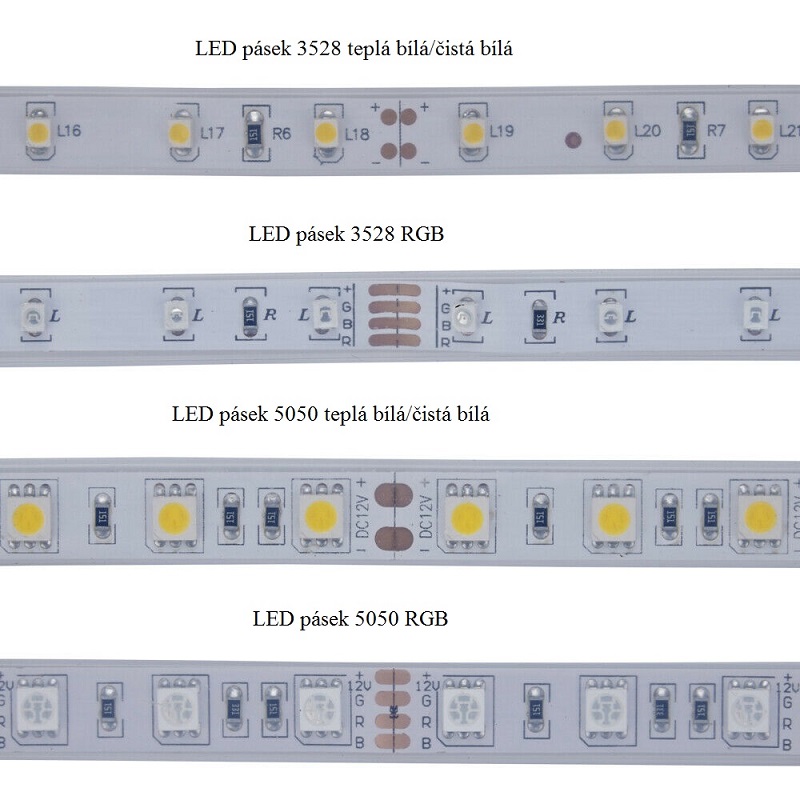 Light LED pásek 3528 RGB, 1 metr, komplet