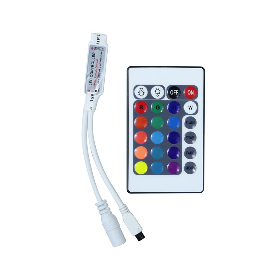 RGB kontroler pro LED pásky 12V - 24 tlačítek mini