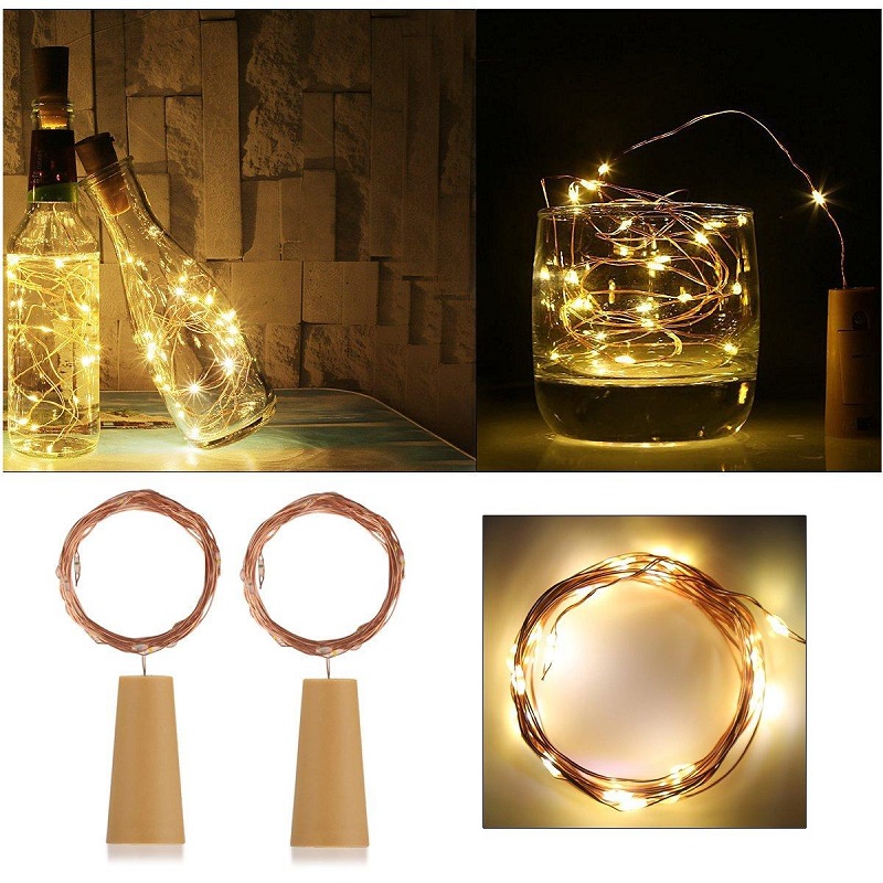 Solární osvětlení uzávěru lahve 2metry/20LED teplá bílá