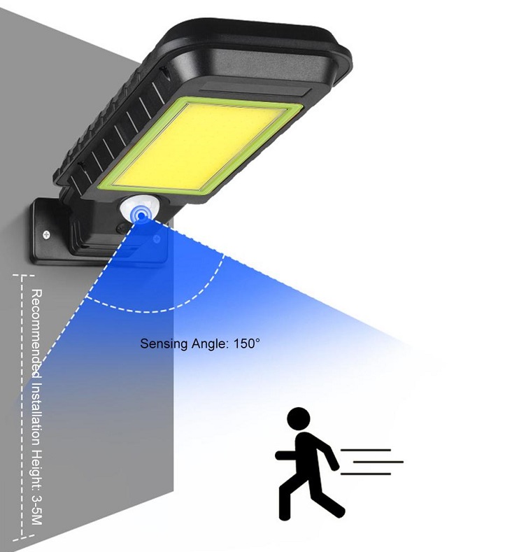 Solar COB128 Zahradní lampa s pohybovým čidlem LED COB