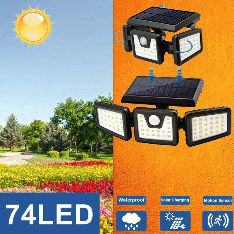Solar 74 Zahradní světlo s pohybovým čidlem 74 LED