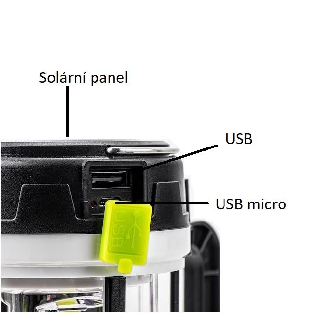 Solární přenosné osvětlení s USB LED COB