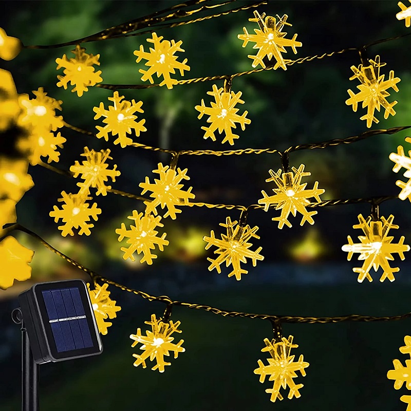 SOLAR H35/02 Solární řetěz sněhová vločka teplá bílá, 6,5 Metrů