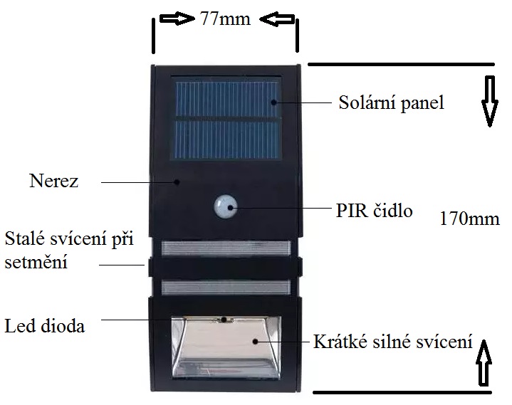 Solar 685W Zahradní světlo s pohybovým čidlem černé čistá bílá