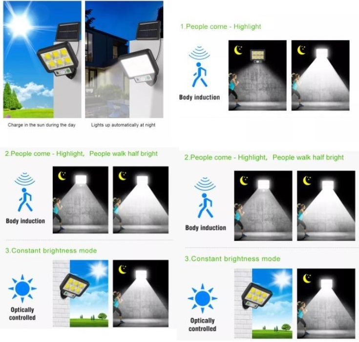 Solar S06 Zahradní světlo s pohybovým čidlem 6x LED COB