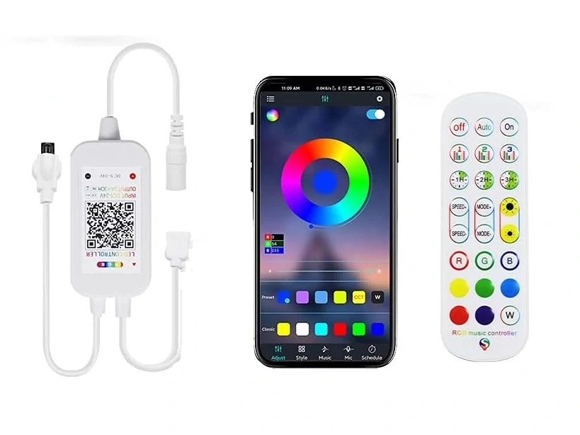 Light LED pásek Bluetooth music 5050 60LED/m IP65 14,4W/m RGB, 10metrů, komplet 10A