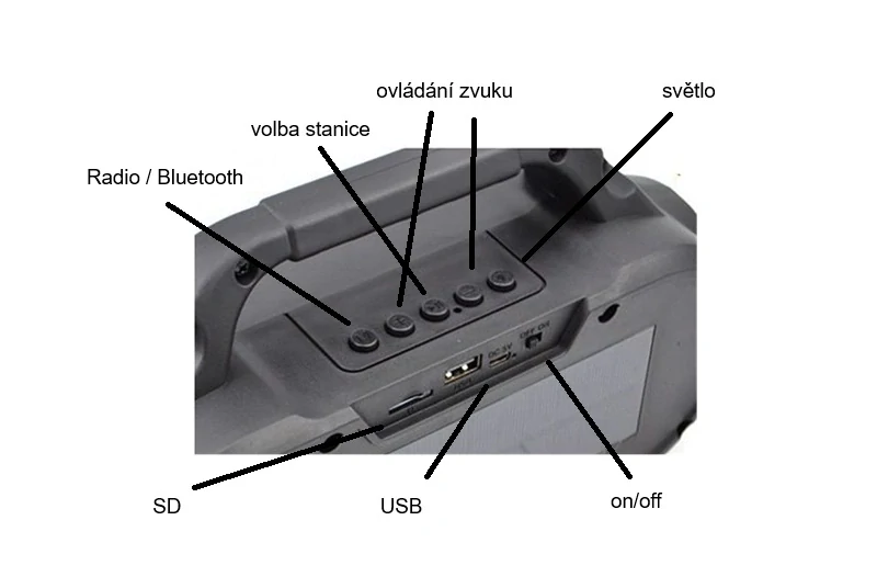 Solar SK313 Solární kempingová lampa Bluetooth, Rádio