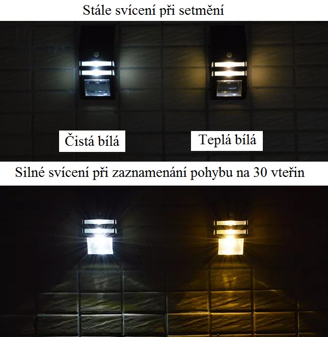 Solar 685 Zahradní světlo s pohybovým čidlem černé teplá bílá