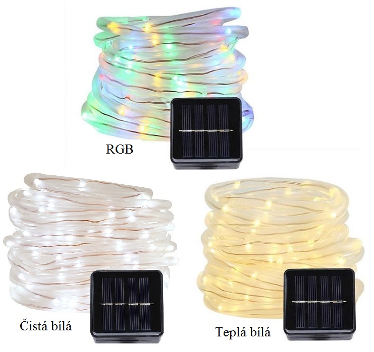 SOLAR 101/10 Solární osvětlovací hadice čistá bílá, 100LED/12 Metrů